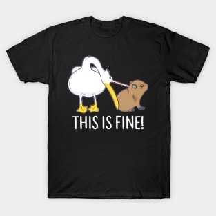 This is fine Meme funny Capybara dog Pelican Nihilism T-Shirt